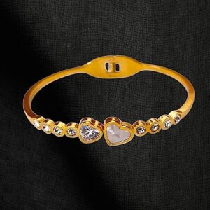 Fevyn Twin Hearts Bracelet | Gold Plated Stainless Steel Openable Bracelet | Anti Tarnish Jewellery