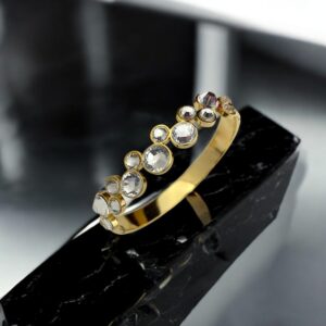 Fevyn Gold Plated Stainless Steel Openable Bracelet Crystal Cluster