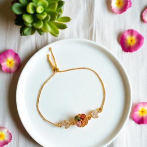 Flower Rose gold-Plated Adjustable Bracelets for Women / Girls