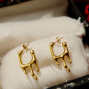 Fevyn Gold Drip Gold Plated Hoop Earrings for Women & Girls | Stainless Steel Jewellery